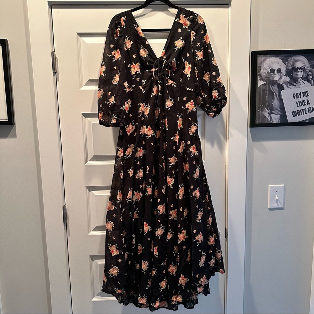 Free People Long Sea Glass Midi Floral Dress